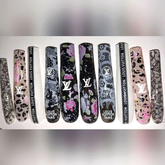 Hand crafted custom print 10pc 3xl acrylic press on nails sz Small - Picture 6 of 8